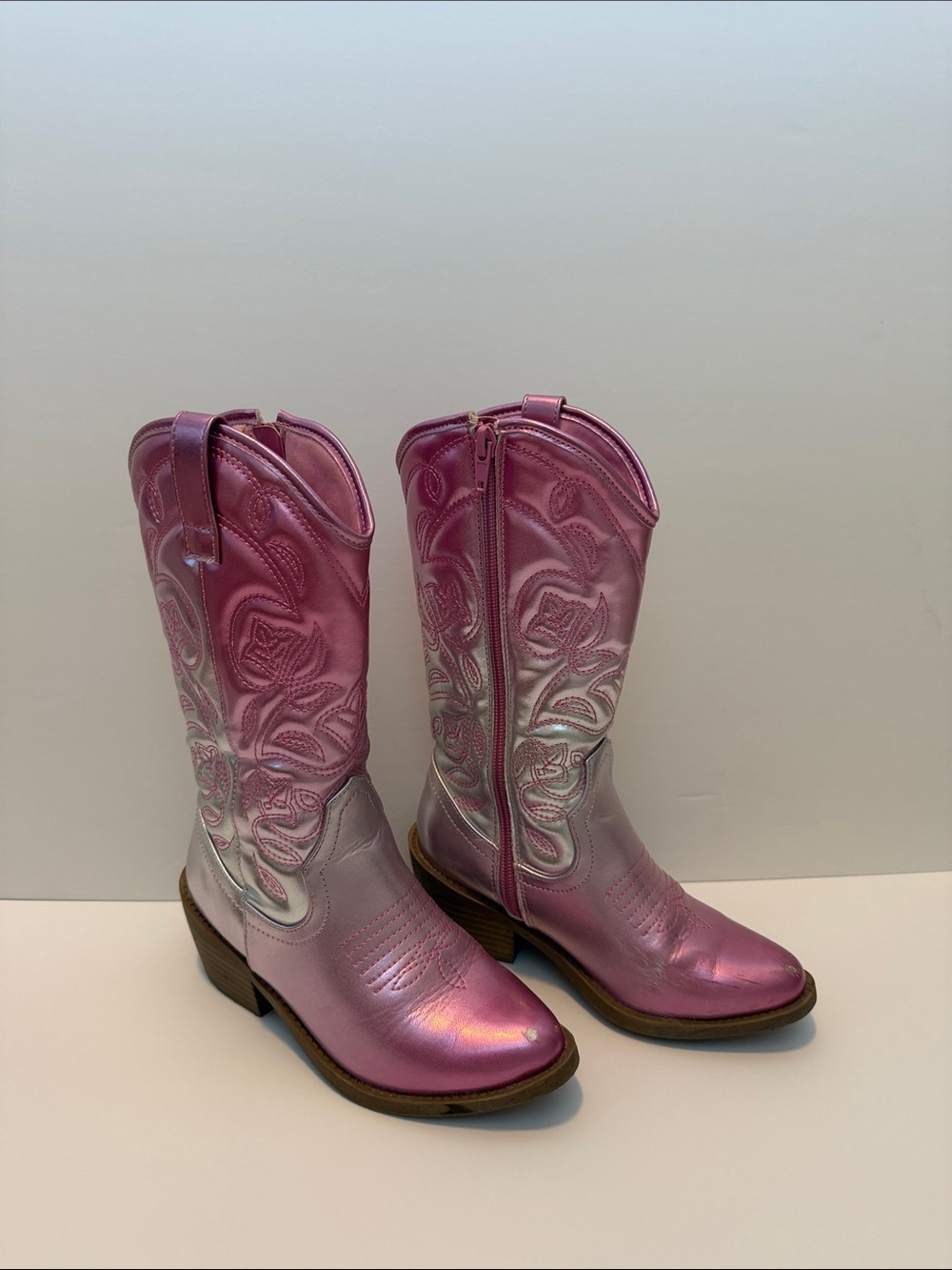Steve Madden Pink Metallic Girls' Western Boots